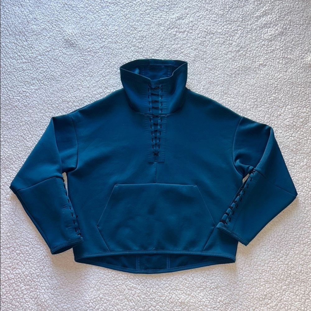 Nike Blue Oversize Cowl Neck Sweater with Lace-Up Details